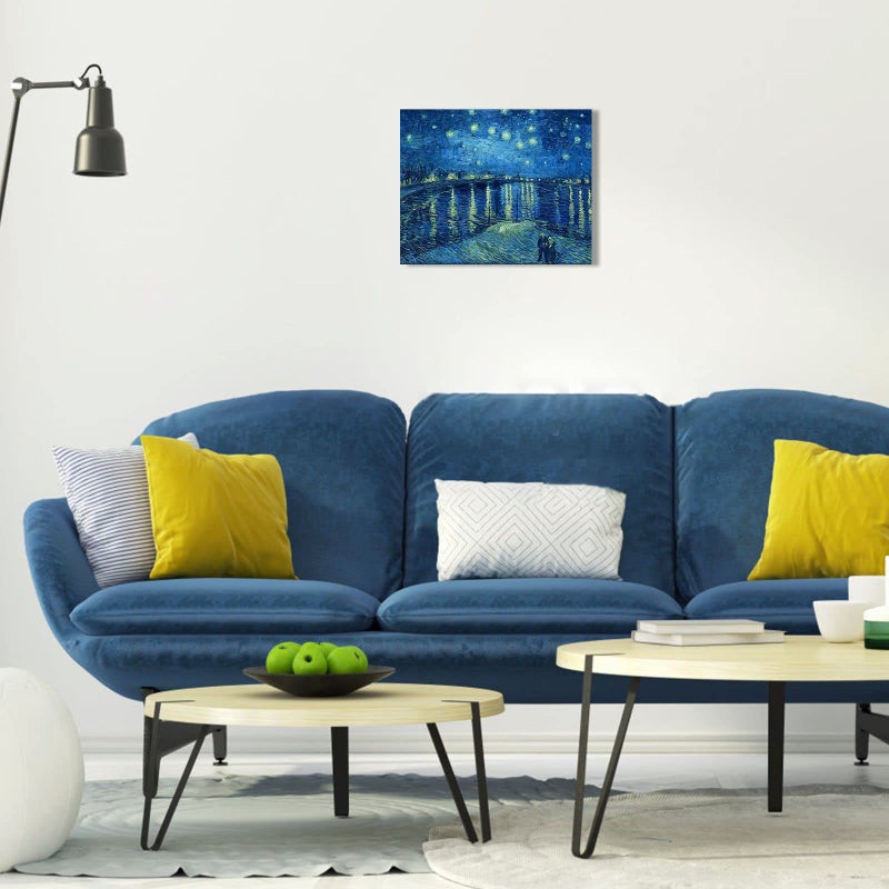 1 KINGO Van Gogh Canvas Wall Art: Starry Night over the Rhne Oil Painting Picture Reproduction Room Decor, Famous Art Prints Framed Poster Modern Artwork Home Decoration 12"" x 15"" - Image 4